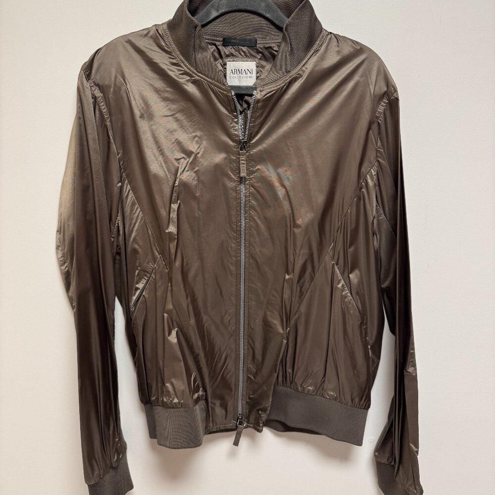 Armani Collezioni Men's Brown Packable Bomber Jacket